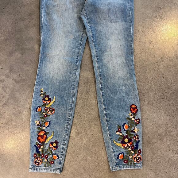 Jessica Simpson boho floral embroidered skinny ankle denim jeans womens 29 pants - Picture 3 of 6